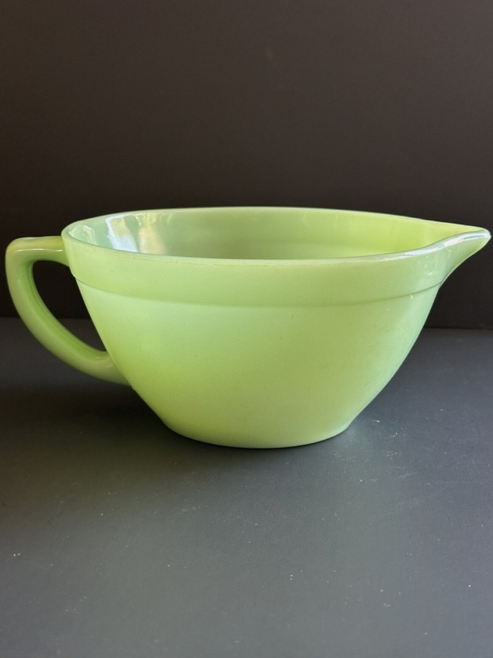 VINTAGE FIRE KING JADEITE GREEN GLASS BATTER BOWL PITCHER